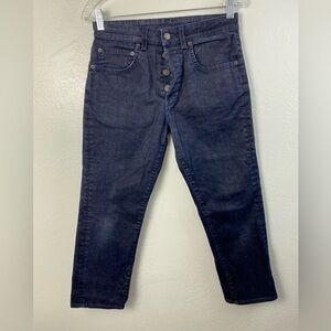 6397 Button Fly Velvet Dark Blue Crop Jeans Women’s 25‎ Made in Italy